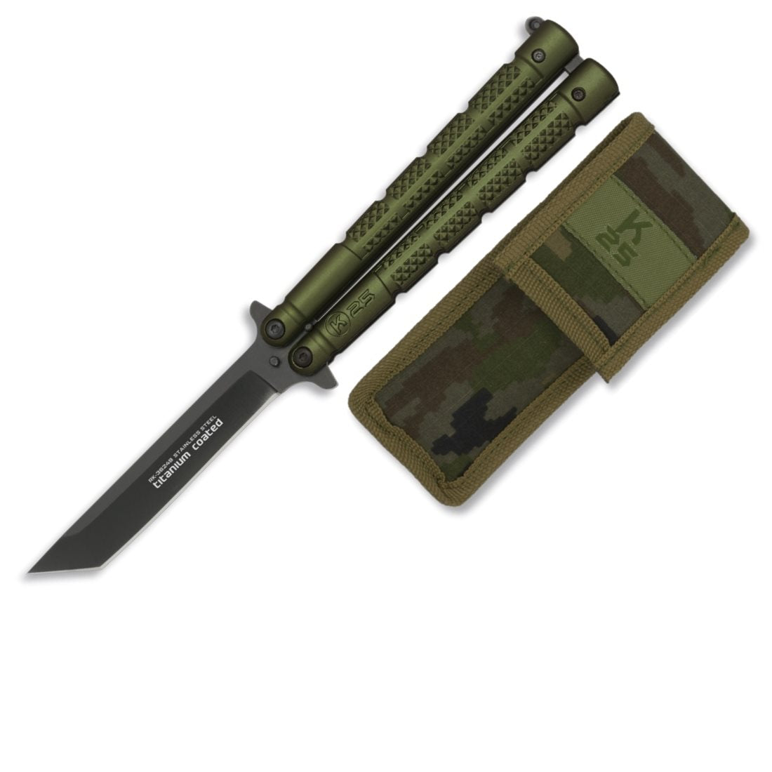 K25 TANTO butterfly knife with sheath